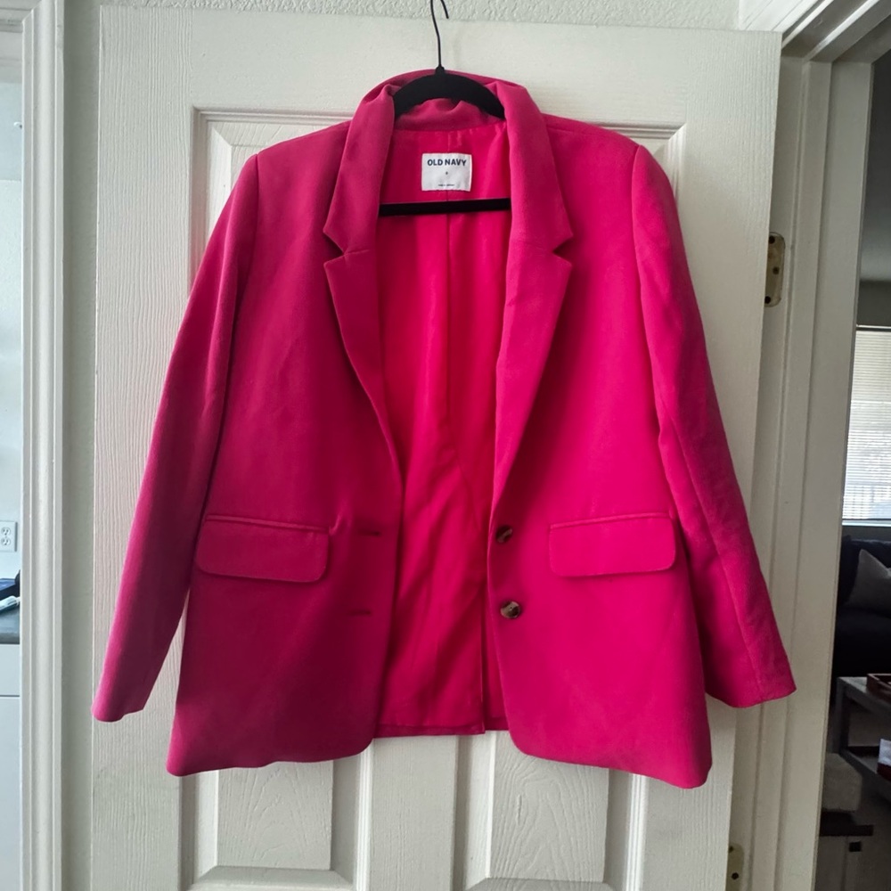Old Navy Women's Fuchsia Padded Shoulder Blazer - Picture 8 of 10